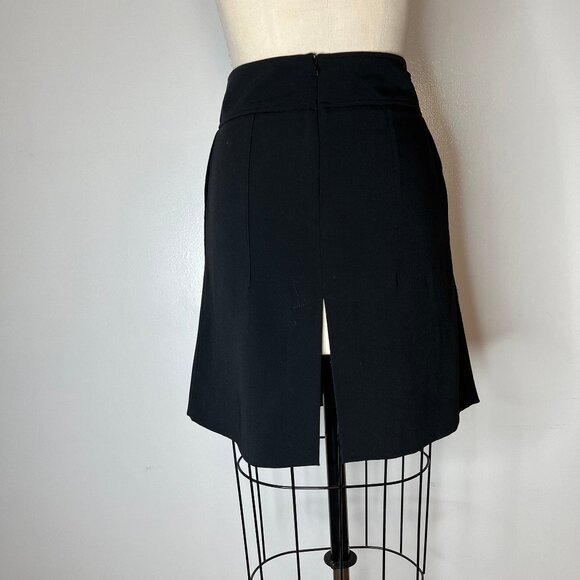 Patrizia Pepe Black A-Line Skirt, Size 42, Inverted Peats, Back Slit - Picture 4 of 7